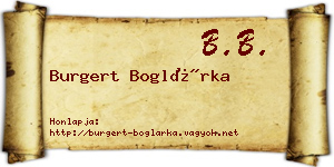 Burgert Boglárka névjegykártya